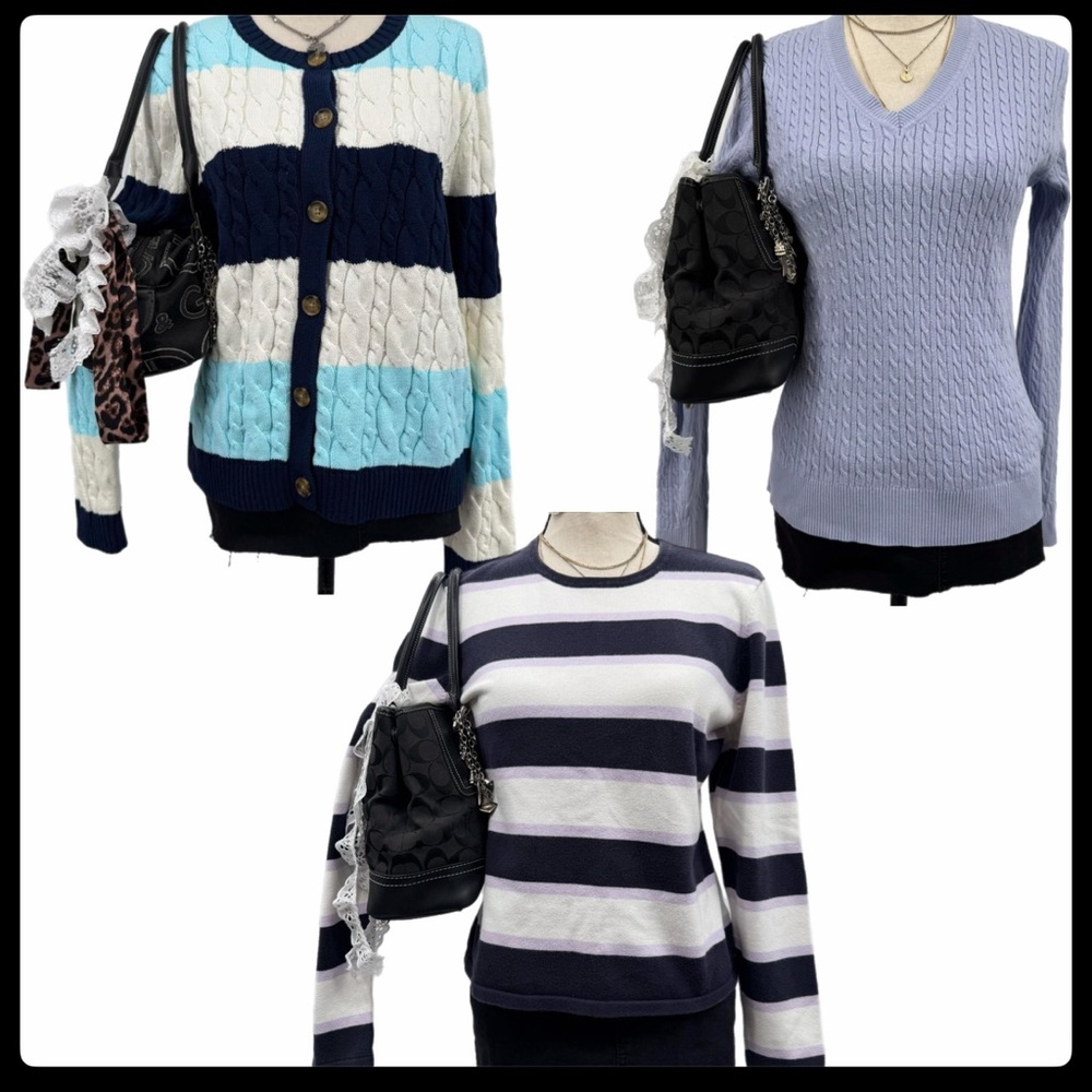Cable knit sweater 3 piece bundle L